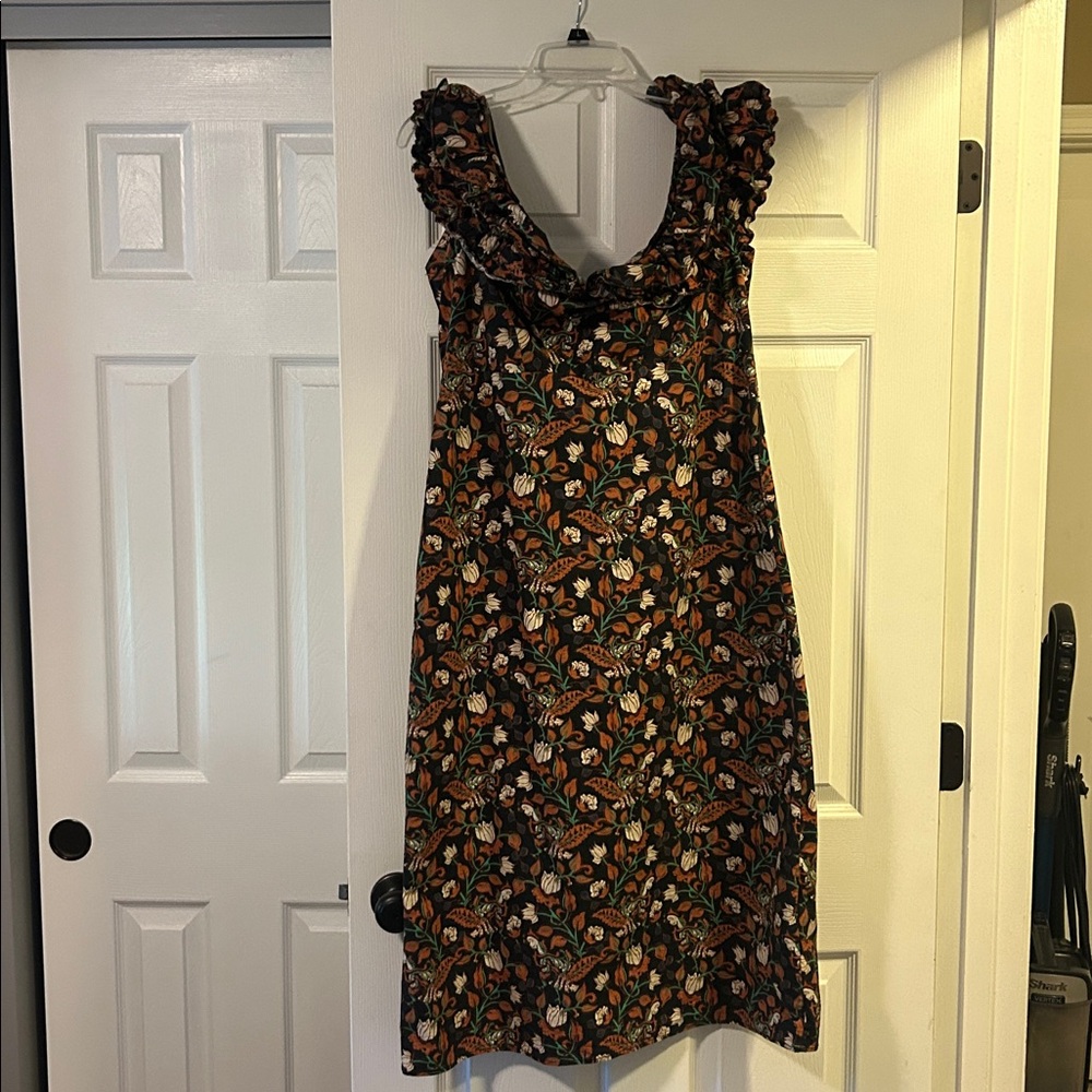 Anthropologie Floral Dress - Black and Orange